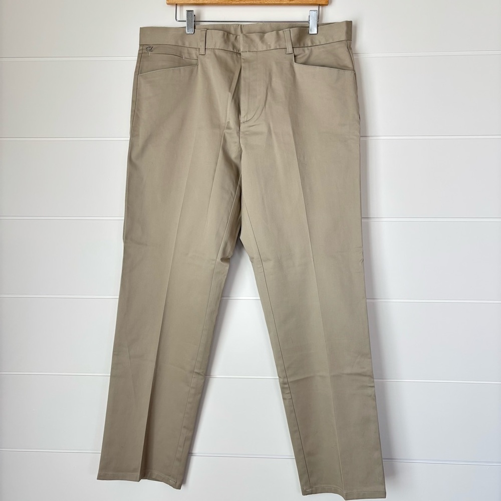 Calvin Klein Tan Chinos Flat Front Straight Leg Men's Size 36x30